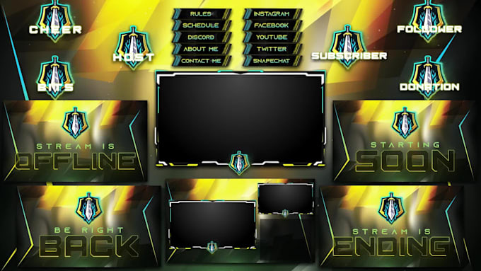 design amazing twitch animated overlay and logo