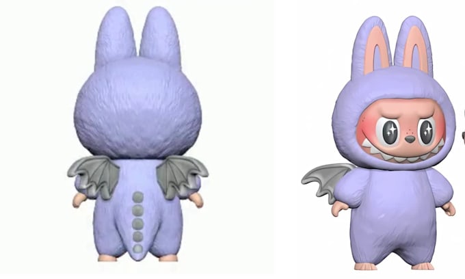 create 3d labubu toy design, plushie props, mask, figures custom accessories