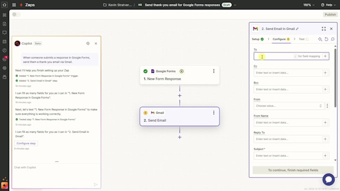 setup zapier and integromat,make to automate workflow