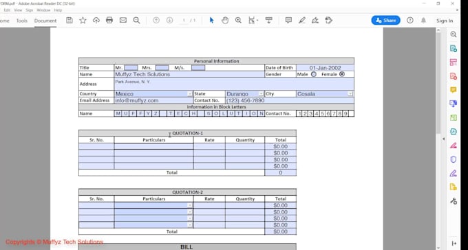 create fillable PDF form, interactive pdfs and custom document