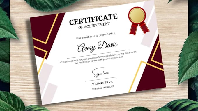 create custom certificate design, diploma and award certificate design