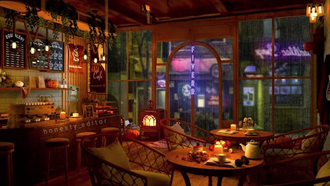 make coffee shop jazz music cozy rain video relaxing video