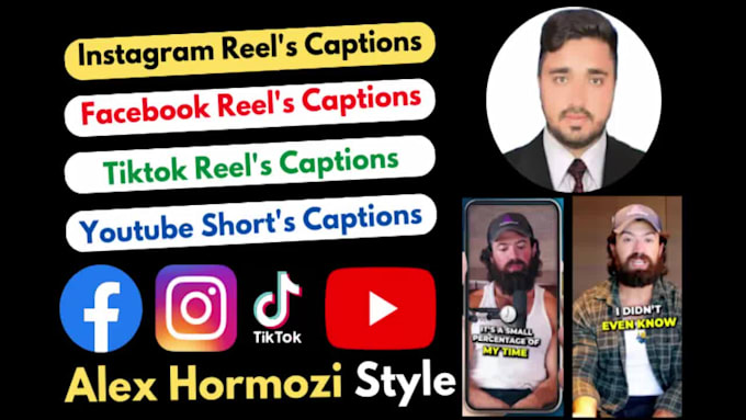 edit instagram, fb, tiktok reels or yt shorts captions like alex hormozi style