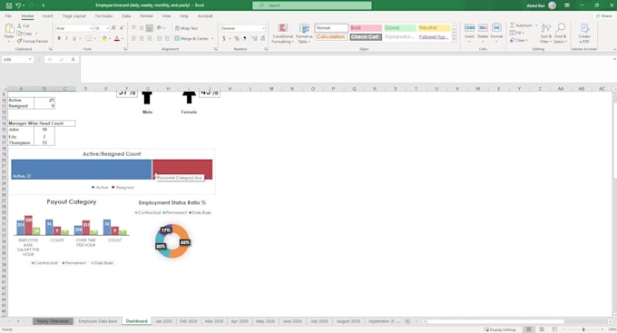 make employee work log time card with a database monthly and daily basis
