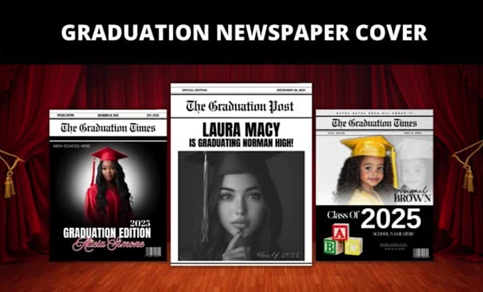design your graduation newspaper cover and mobile invitation