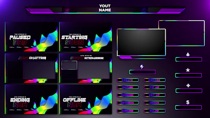 design animated twitch overlay, facecam, screen within 24 hours
