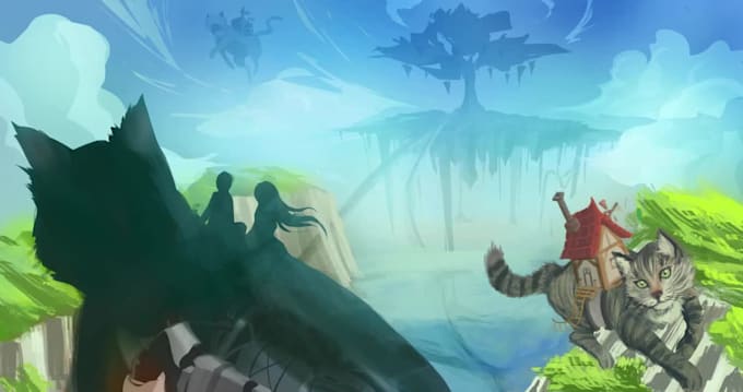 paint a fantasy cat illustration for cat lovers