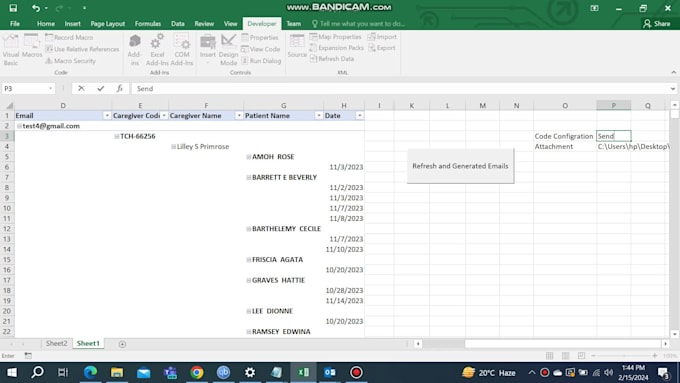 create a vba macro to send out automated emails