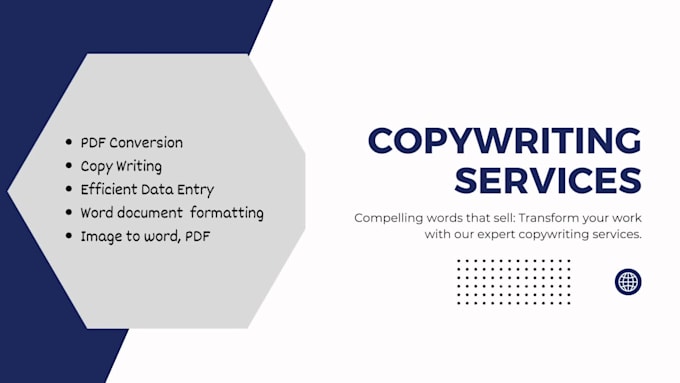 provide expert data entry, PDF conversion, and copywriting services