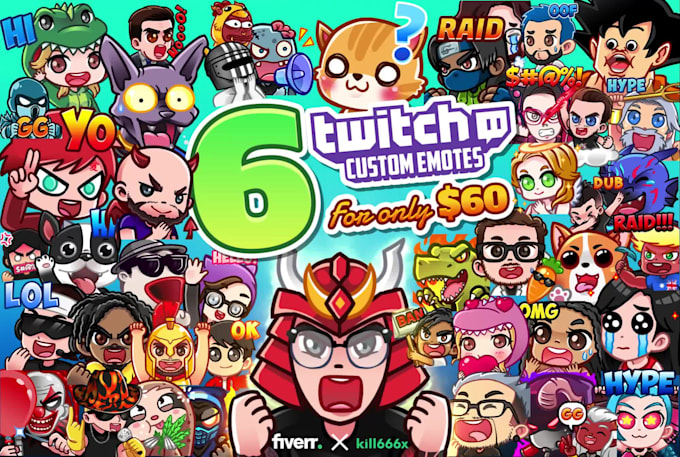 design unique custom twitch emotes and youtube emojis for your channel