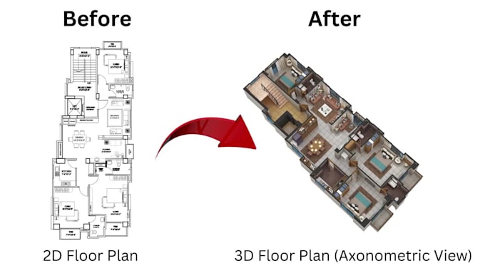 make your autocad 2d floor plan into 3d floor plan