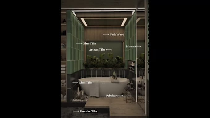 create bathroom interior design and 3d renders