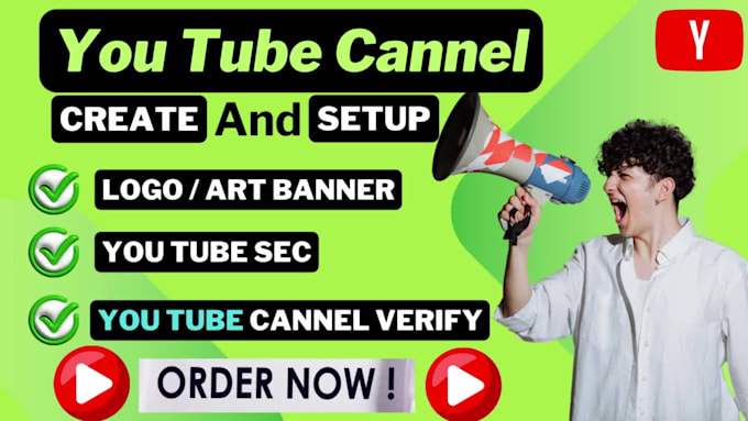 do professional youtube channel create and setup logo and banner
