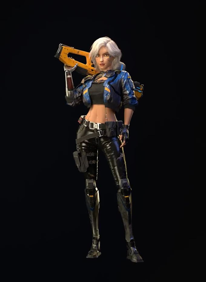 create 3d cyberpunk character, scifi, nft art, robot character