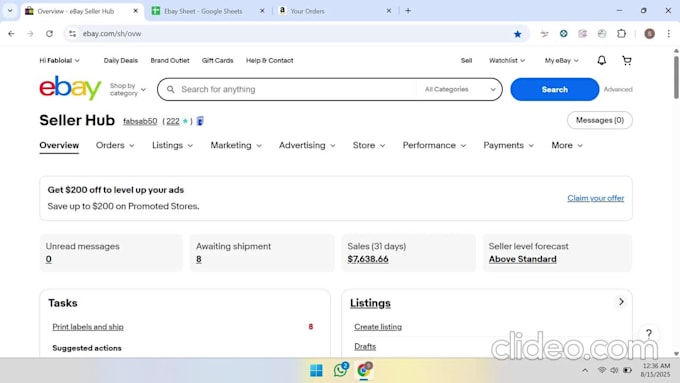 be your ebay dropshipping virtual assistant on profit share , stock ebay seller