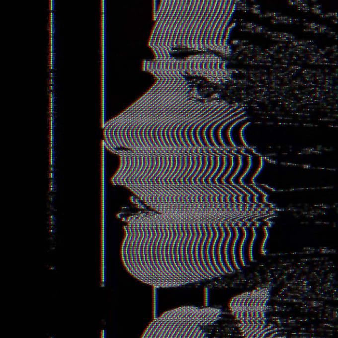 create a professional glitch portrait album cover