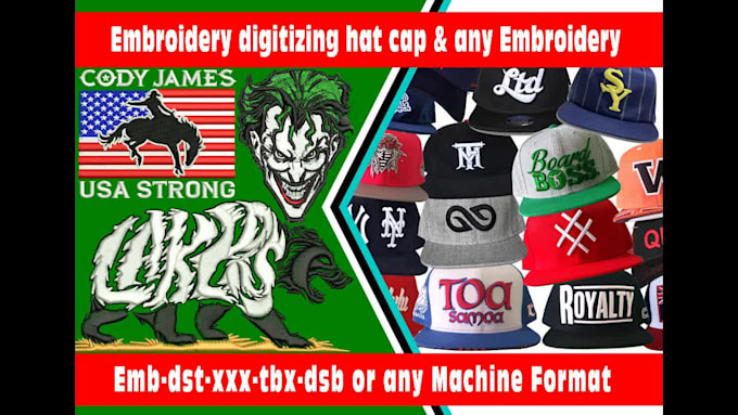 do embroidery digitizing hat cap logo professional