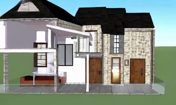 render 3d interior, interior design, house, restaurant