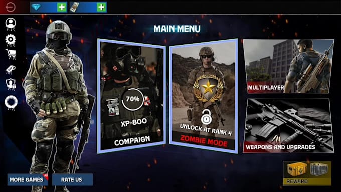 create a professional game gui for mobile games