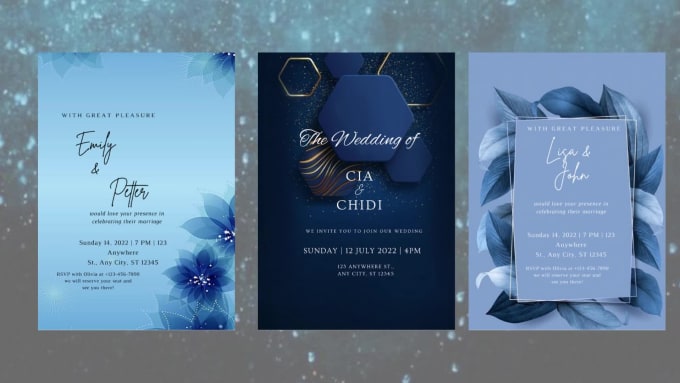 Design a wedding card, birthday card and invitation card for any event
