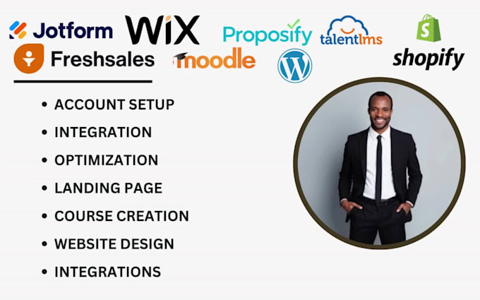 be wix va setup setup moodle talentlms shopify proposify freshsales wordpress