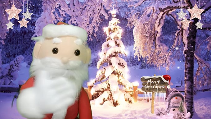create a personalized video message with the santa claus puppet