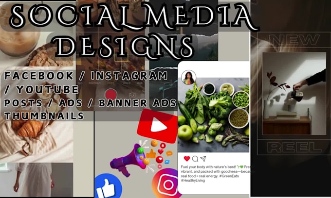 design social media posts, ads, banners and thumbnails
