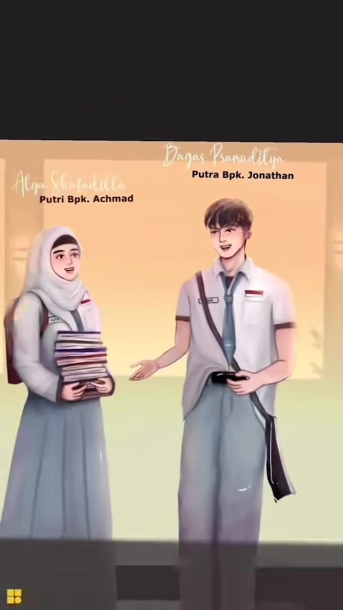 make a cute couple illustration and turn it into 3d video