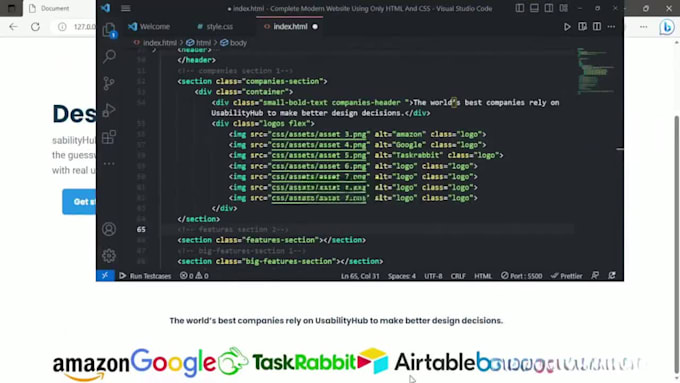 create responsive websites with HTML, CSS, java script and bootstrap