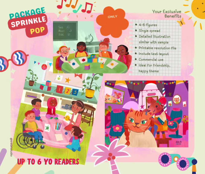 create cute children book illustration