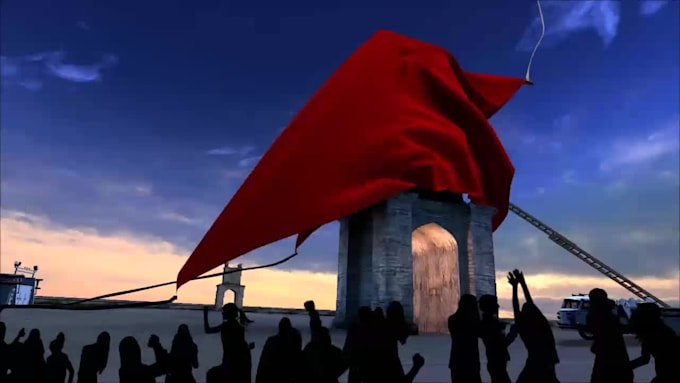 make sculpture opening intro with helicopter with your picture or logo