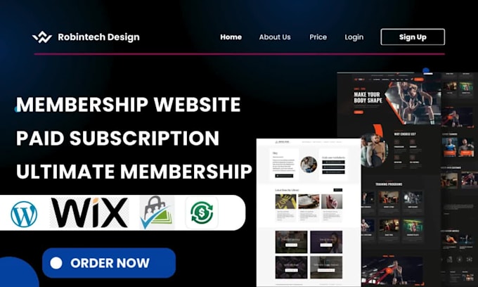 design membership website, paid subscription website on wordpress, wix