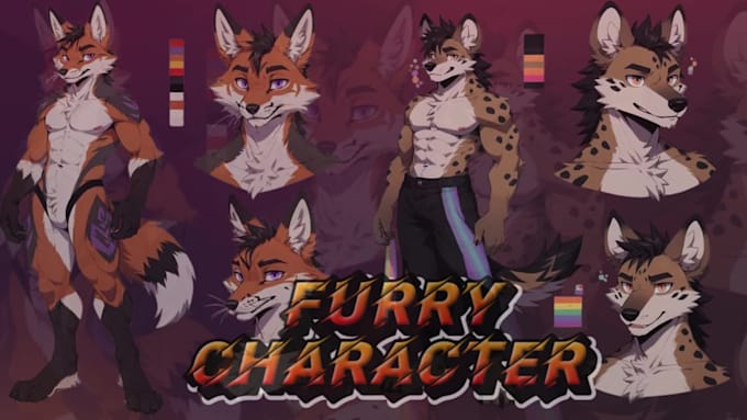 Disegna arte nsfw di furry oc, avatar fursona furry, ref sheet ...