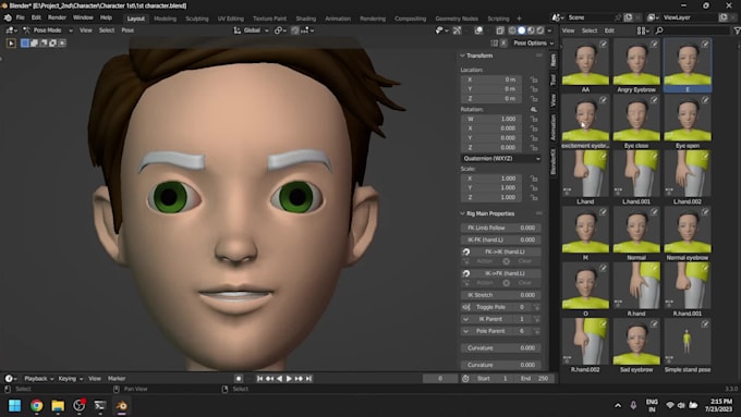 Cartoon 3d character rigging auto rig ik fk facial controls and ...