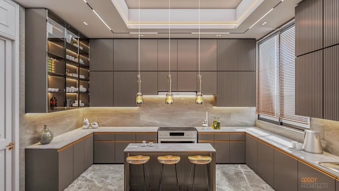 create realistic interior design for home office restaurant and bar