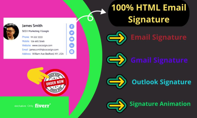 Make beautiful html email signatures for outlook gmail by Sshamim023 ...