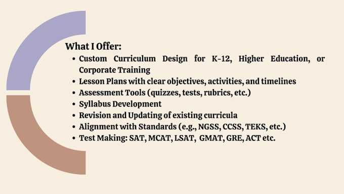 do course content and curriculum development for any subject