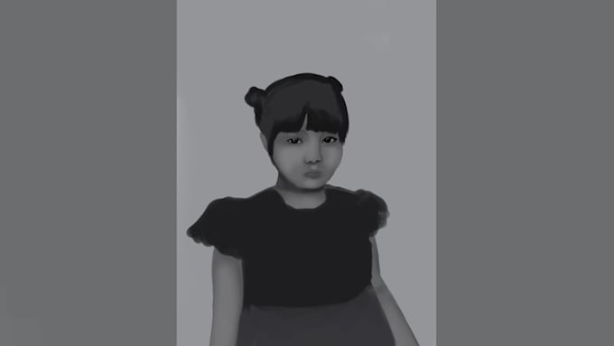 paint your portrait picture digitally in grayscale