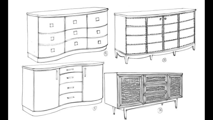 Furniture drawing set Royalty Free Vector Image