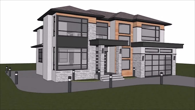 do sketchup 3d model interior and exterior