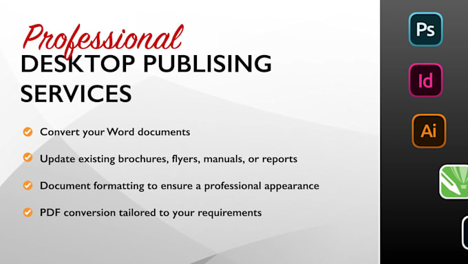 provide professional formating, layouts and desktop publishing services
