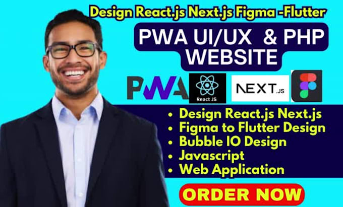 do HTML reactjs pwa UI UX design PHP website figma mobile app figma to bubbleio