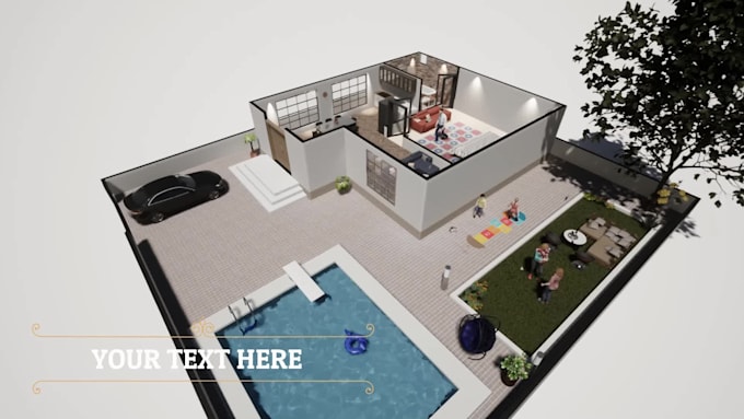 design 3d floor plan render, model in interior architecture