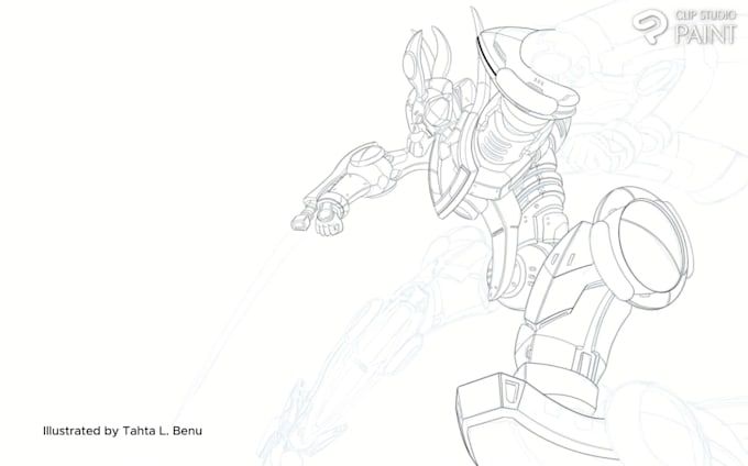 do anime style mecha robot illustrations