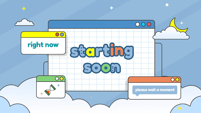 make cute kawaii animated twitch overlay
