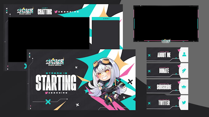 design animated vtuber twitch or youtube stream overlays