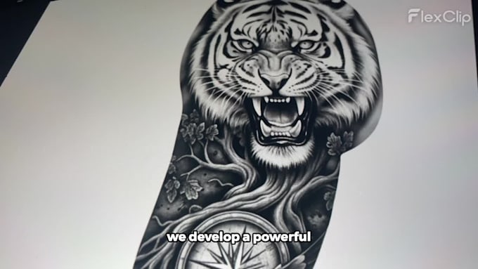 design a custom realistic tattoo portrait, sleeve, black , grey