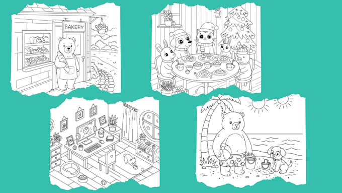 custom kawaii coloring books unique  adorable KDP designs