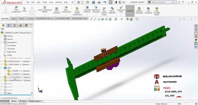 do 2d drawing and 3d modeling by using solidworks stl step obj