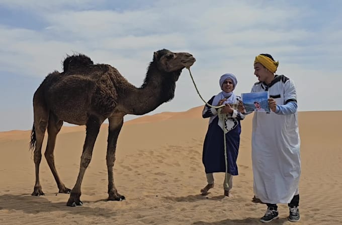 create a happy birthday video from the sahara desert